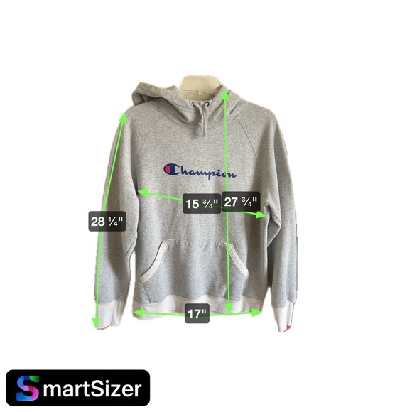 Champion grey hoodie with embroidered logo on the chest - Picture 3 of 3